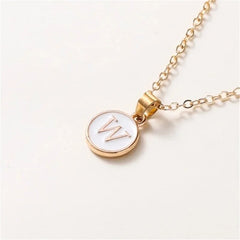 Gold Accented Circle Letter Initial Necklace - Veinci