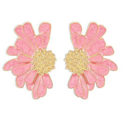 Half Flower Enamel Earrings - Veinci