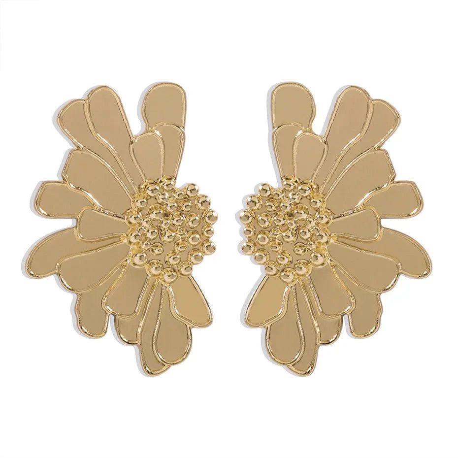 Half Flower Enamel Earrings - Veinci