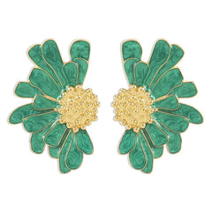 Half Flower Enamel Earrings - Veinci