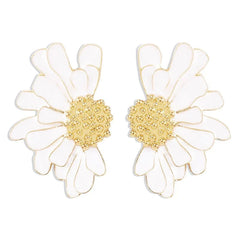 Half Flower Enamel Earrings - Veinci