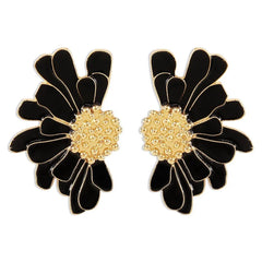 Half Flower Enamel Earrings - Veinci