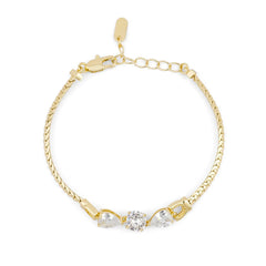 14K Elegant CZ Heart Snake Chain Bracelet