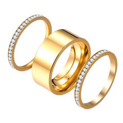 3-Piece CZ Accented Thin & Thick Ring Stack