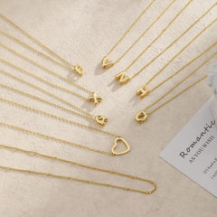 18K 3-Piece Heart & Bubble Letter Initial Necklace Stack