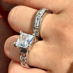 2-Piece Square Cut Diamond Ring Stack