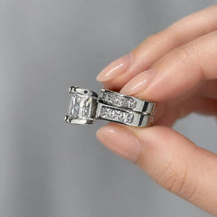 2-Piece Square Cut Diamond Ring Stack