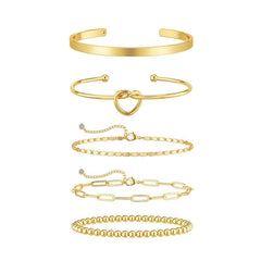 14K 5-Piece Beaded Knot Bracelet Stack