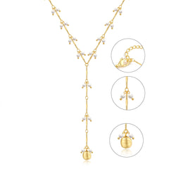 14K Pearl Accented Lariat Necklace