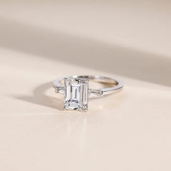 Emerald Cut Diamond Accented Ring