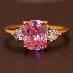 18K Colorful Center Stone Diamond Accented Ring