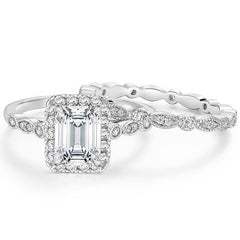 2-Piece Emerald Cut Ring Set