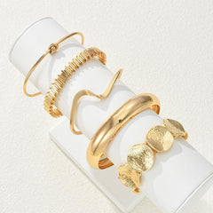 14K 5-Piece Geometric Boho Bracelet Stack