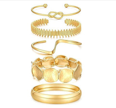 14K 5-Piece Geometric Boho Bracelet Stack