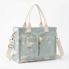 Whimsy Duck & Daisy Patterned Tote Bag