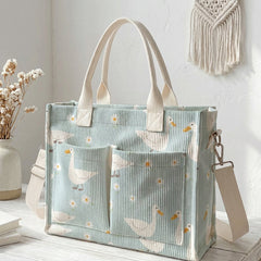 Whimsy Duck & Daisy Patterned Tote Bag