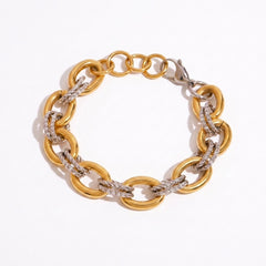 Two-Tone Chunky Paperclip Bracelet and Necklace Set