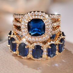 2-Piece Statement Large Stone Ring Stack