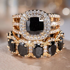 2-Piece Statement Large Stone Ring Stack