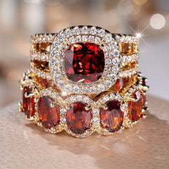2-Piece Statement Large Stone Ring Stack