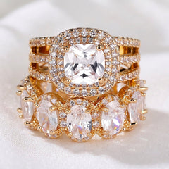 2-Piece Statement Large Stone Ring Stack