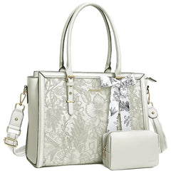 Scarf Accented Floral Patterned Bag