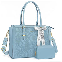 Scarf Accented Floral Patterned Bag