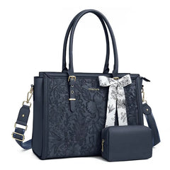 Scarf Accented Floral Patterned Bag