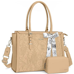 Scarf Accented Floral Patterned Bag