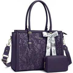 Scarf Accented Floral Patterned Bag