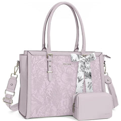 Scarf Accented Floral Patterned Bag