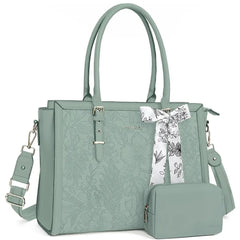 Scarf Accented Floral Patterned Bag