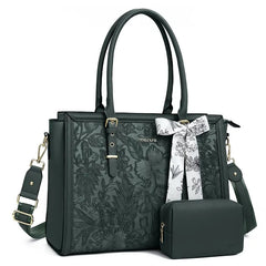 Scarf Accented Floral Patterned Bag