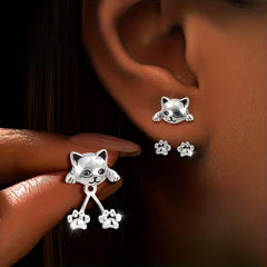 Sterling Silver Cute Cat Paw Earrings