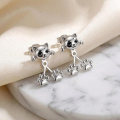 Sterling Silver Cute Cat Paw Earrings