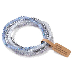 4-Piece Boho Glass Crystal Bracelet Set