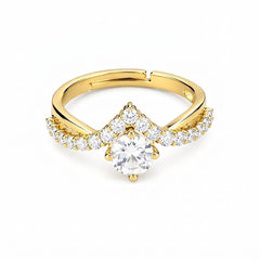 Adjustable Split Shank Pave Chevron Ring