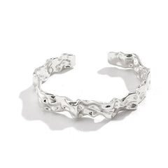 Irregular Crumbled Textured Bangle Bracelet - Veinci