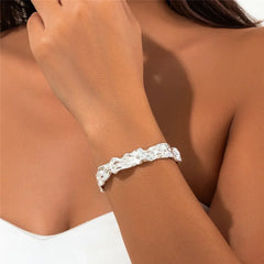 Irregular Crumbled Textured Bangle Bracelet - Veinci