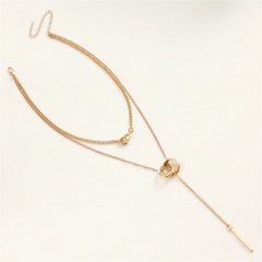 Layered Dual Circle Chain Necklace - Veinci