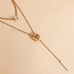 Layered Dual Circle Chain Necklace - Veinci
