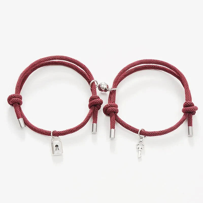 Lock and Key Magnetic Rope Bracelet Set - Veinci