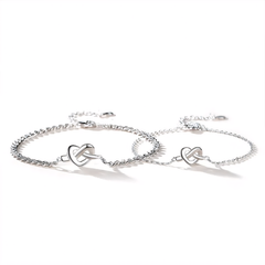 Sterling Silver Dainty Heart Knot Love Bracelet