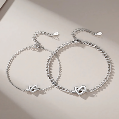 Sterling Silver Dainty Heart Knot Love Bracelet