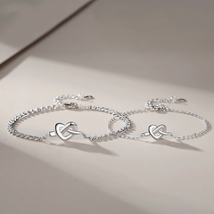 Sterling Silver Dainty Heart Knot Love Bracelet