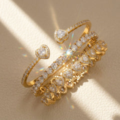 3-Piece 14K CZ Accented Bracelet Stack