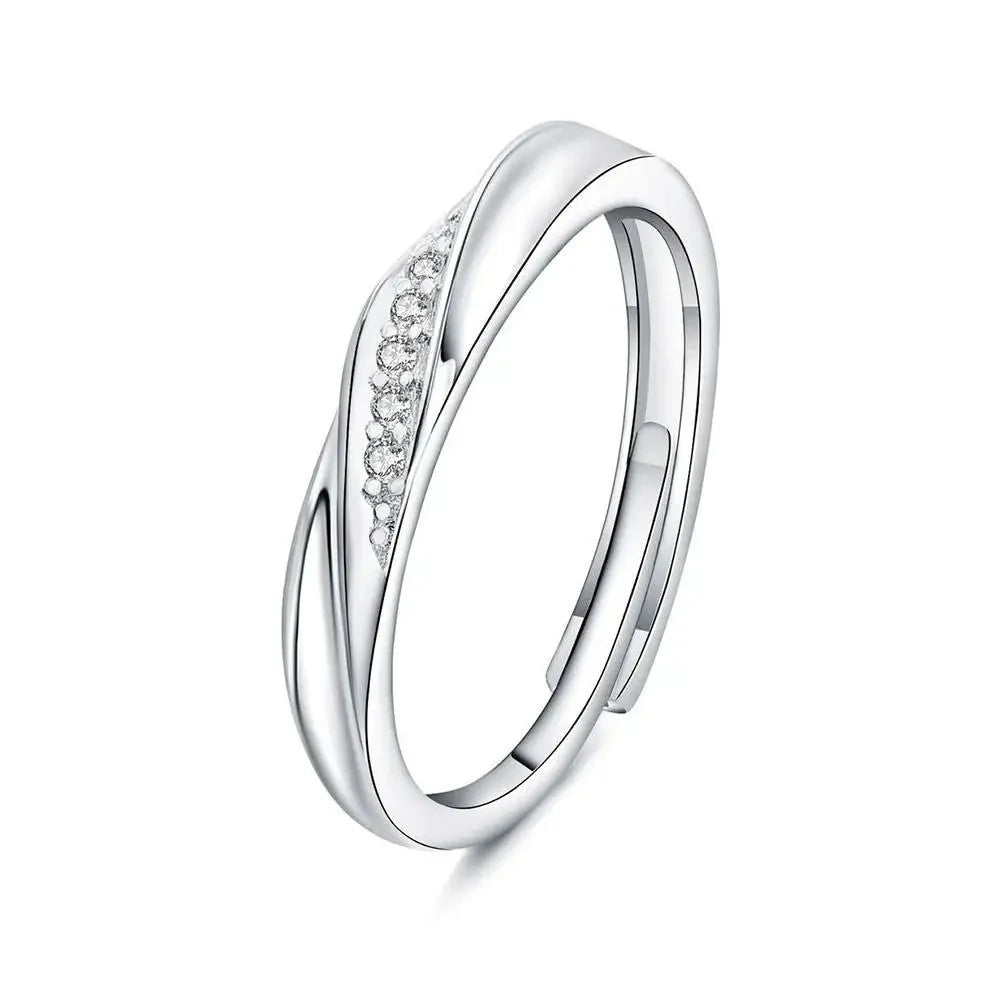 Minimal Wave Textured Couples Rings - Veinci