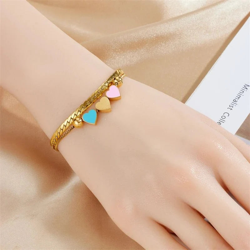 Pastel Forever Love Heart Necklace and Bracelet - Veinci