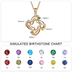 Personalized Baby Feet Name & Birthstone Necklace - Veinci