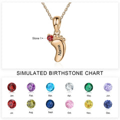 Personalized Baby Feet Name & Birthstone Necklace - Veinci